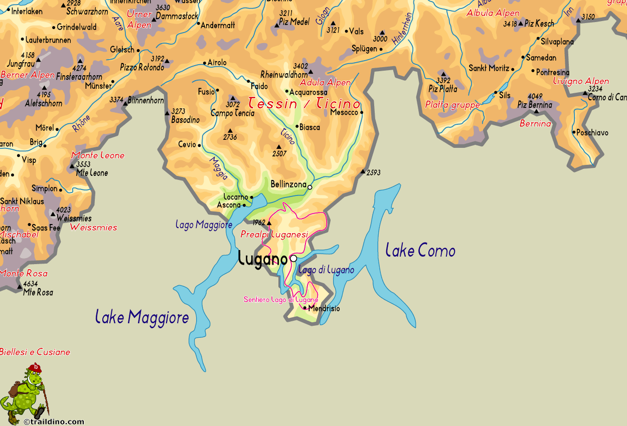 Map Sentiero Lago di Lugano